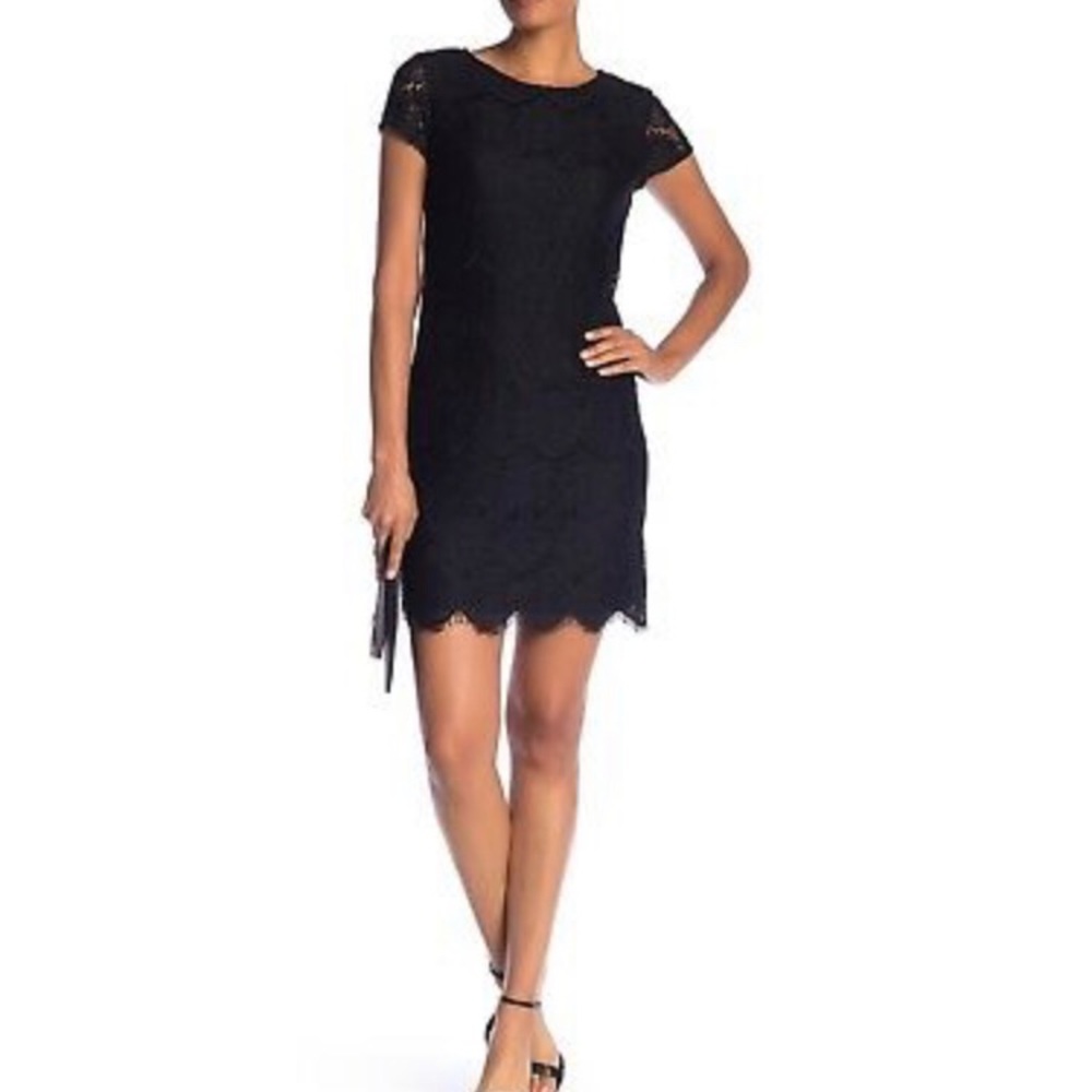 NWOT Laundry Black Scallop Trim Lace Dress